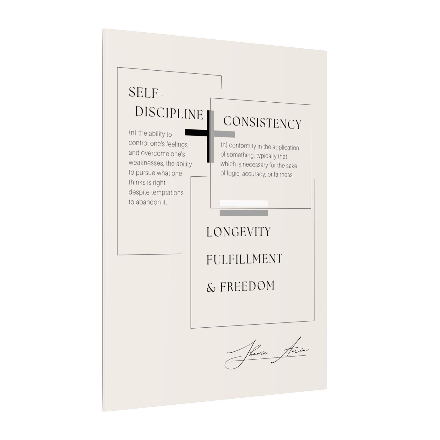 Self-Discipline + Consistency - Motivation Canvas Art Print, Wall Decor, Decor