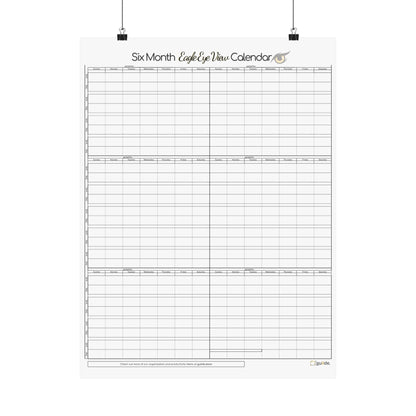 Six Month Eagle Eye View Calendar Poster - White Ruler Style