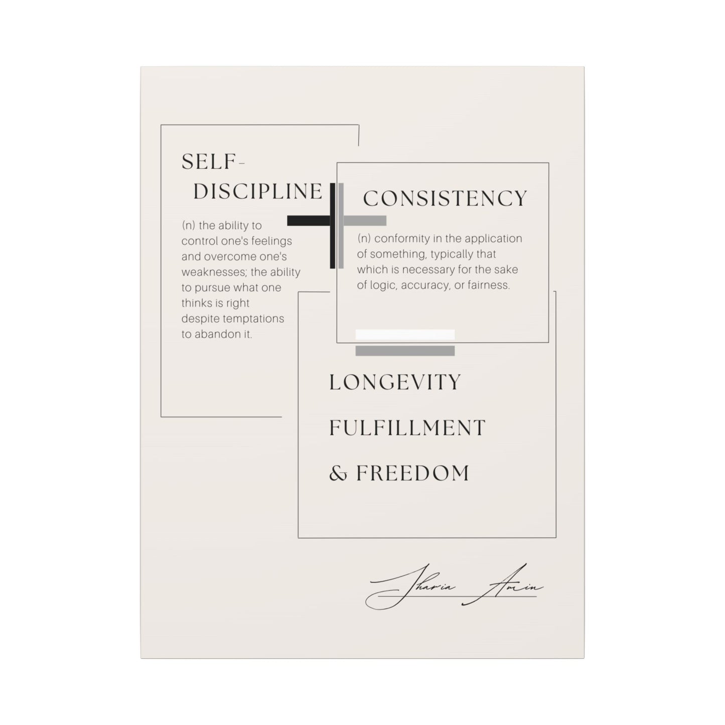 Self-Discipline + Consistency - Motivation Canvas Art Print, Wall Decor, Decor