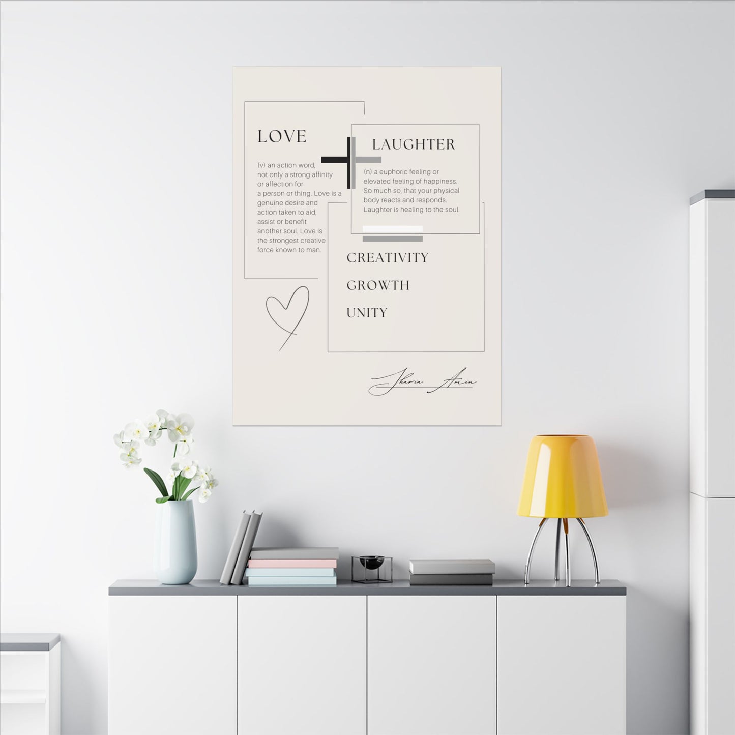Love + Laughter - Motivation Canvas Art Print, Wall Decor, Decor