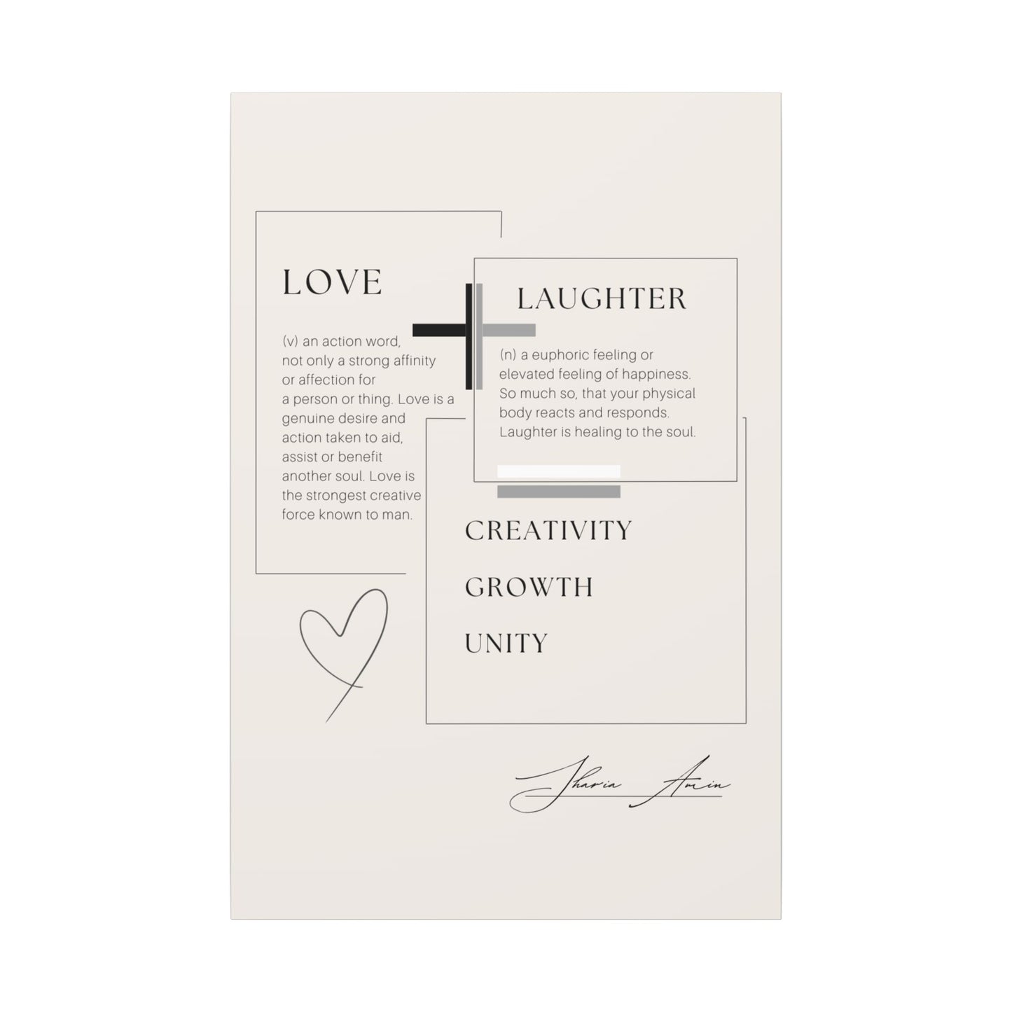 Love + Laughter - Motivation Canvas Art Print, Wall Decor, Decor