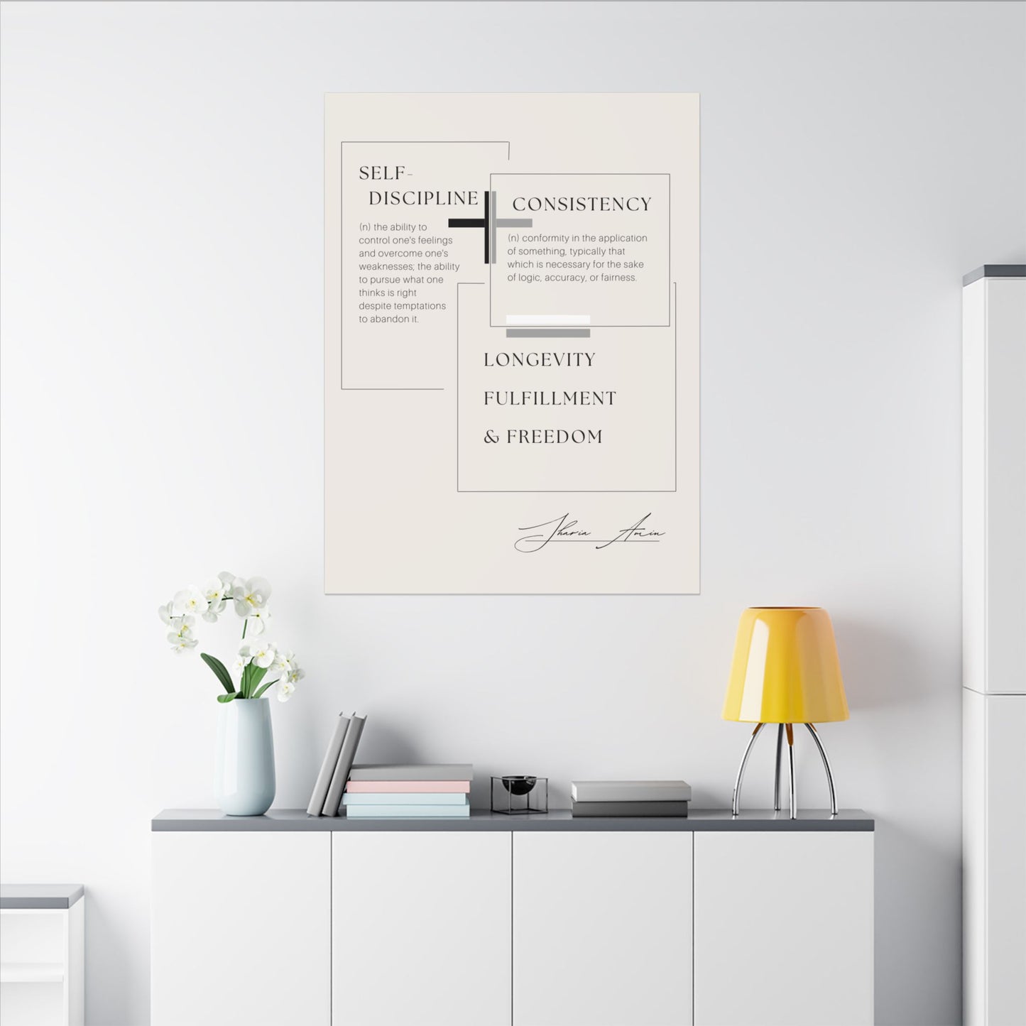 Self-Discipline + Consistency - Motivation Canvas Art Print, Wall Decor, Decor