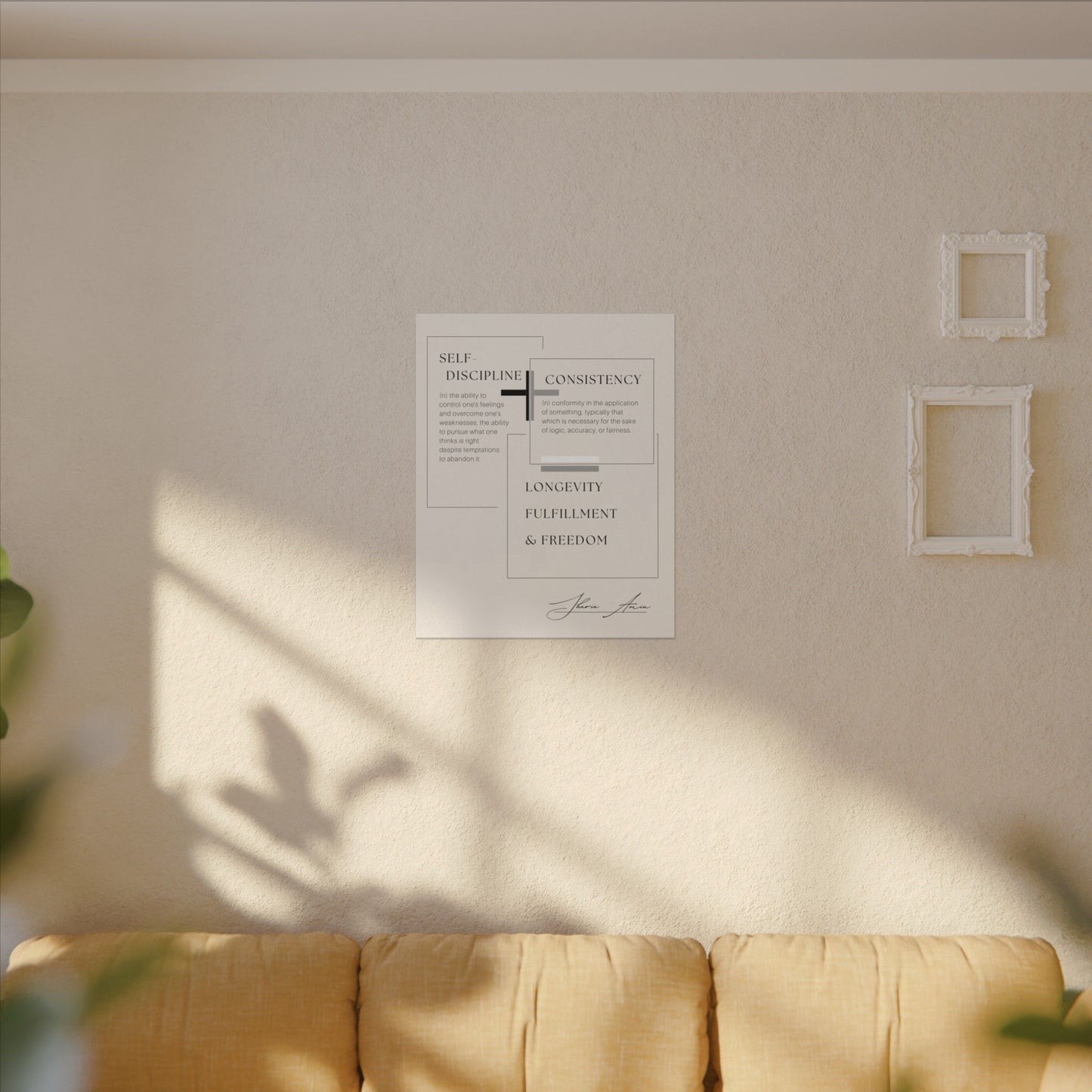 Self-Discipline + Consistency - Motivation Canvas Art Print, Wall Decor, Decor