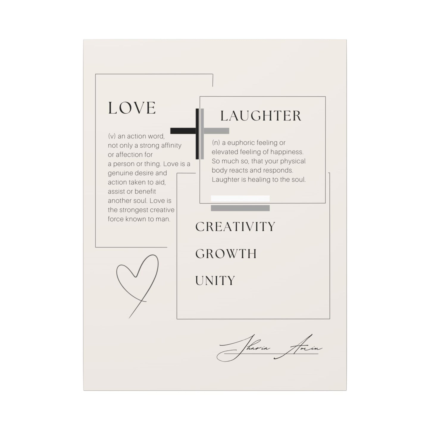 Love + Laughter - Motivation Canvas Art Print, Wall Decor, Decor