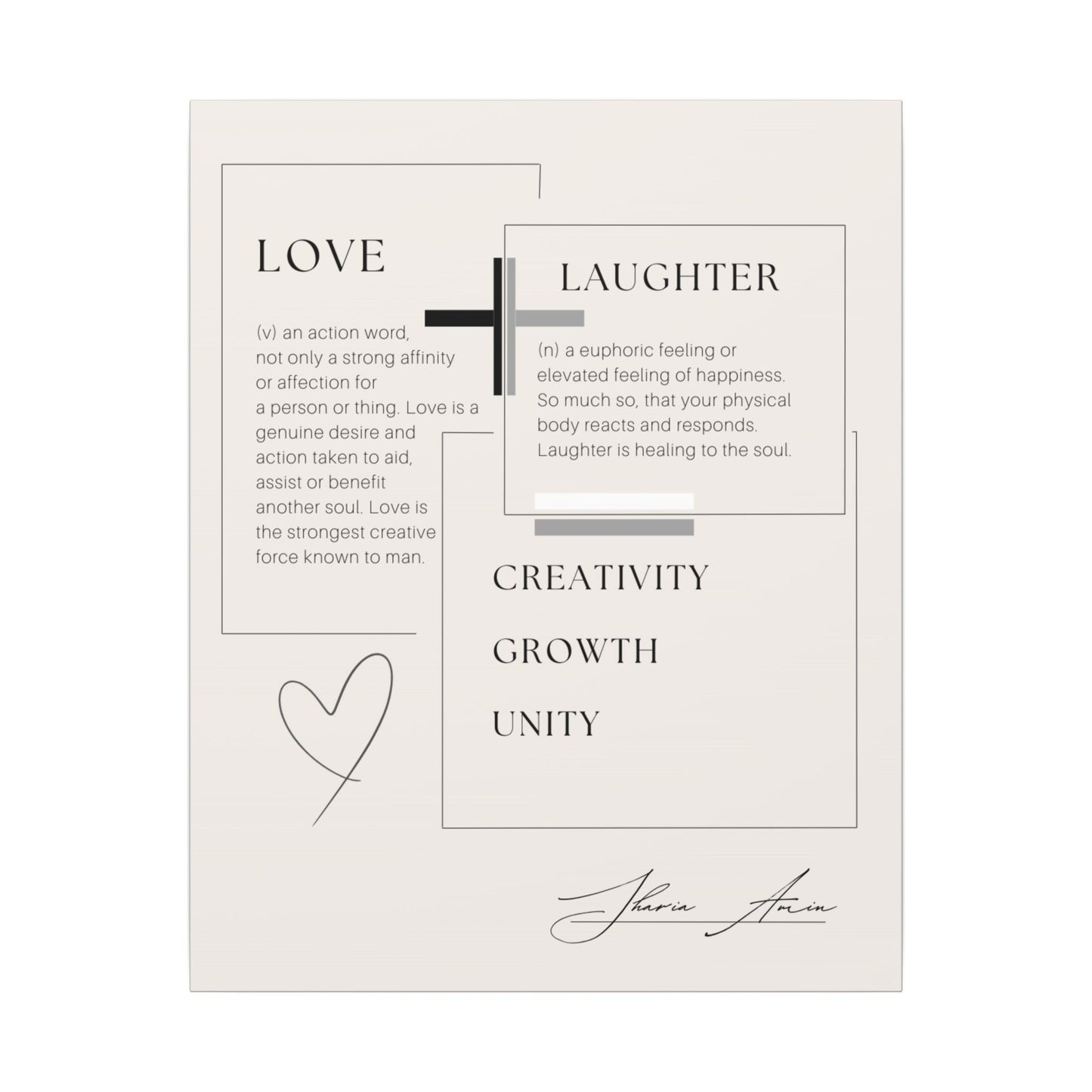 Love + Laughter - Motivation Canvas Art Print, Wall Decor, Decor