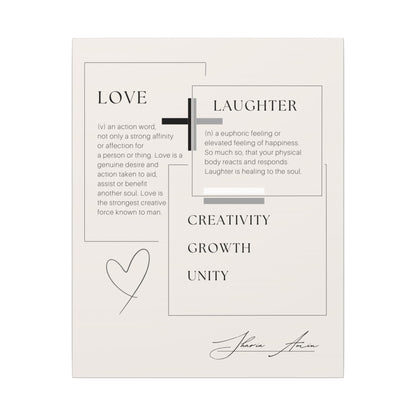 Love + Laughter - Motivation Canvas Art Print, Wall Decor, Decor