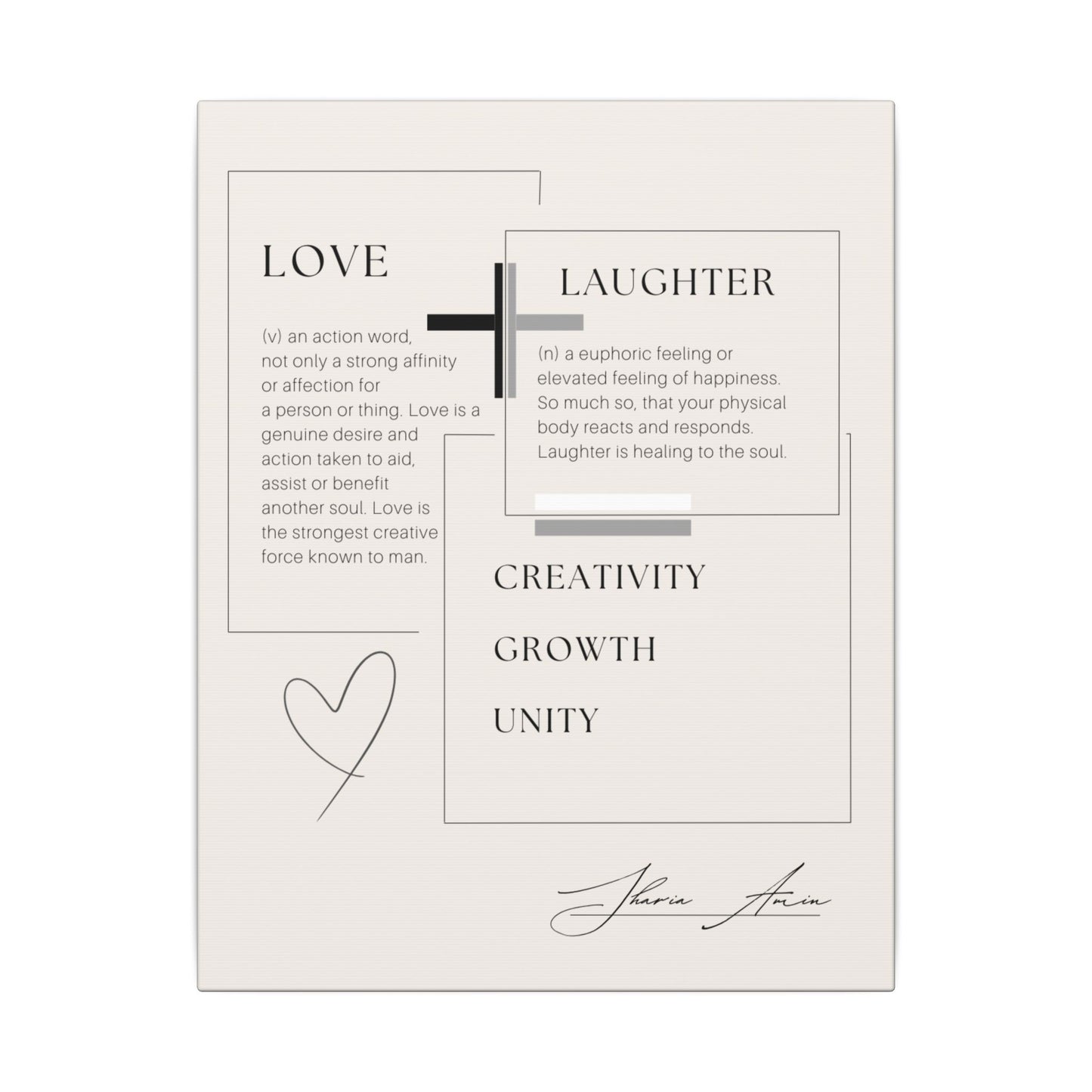 Love + Laughter - Motivation Canvas Art Print, Wall Decor, Decor