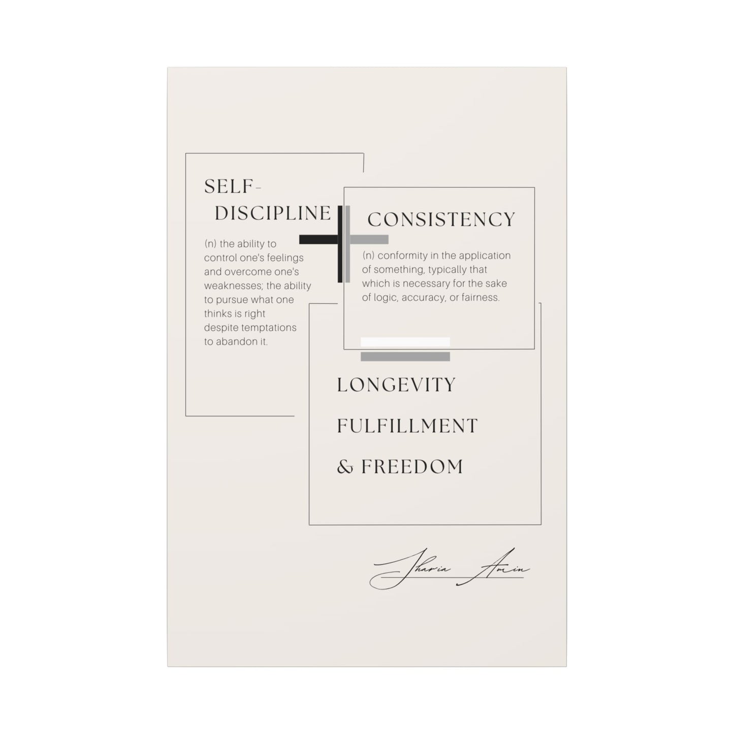 Self-Discipline + Consistency - Motivation Canvas Art Print, Wall Decor, Decor
