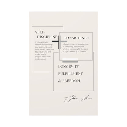 Self-Discipline + Consistency - Motivation Canvas Art Print, Wall Decor, Decor