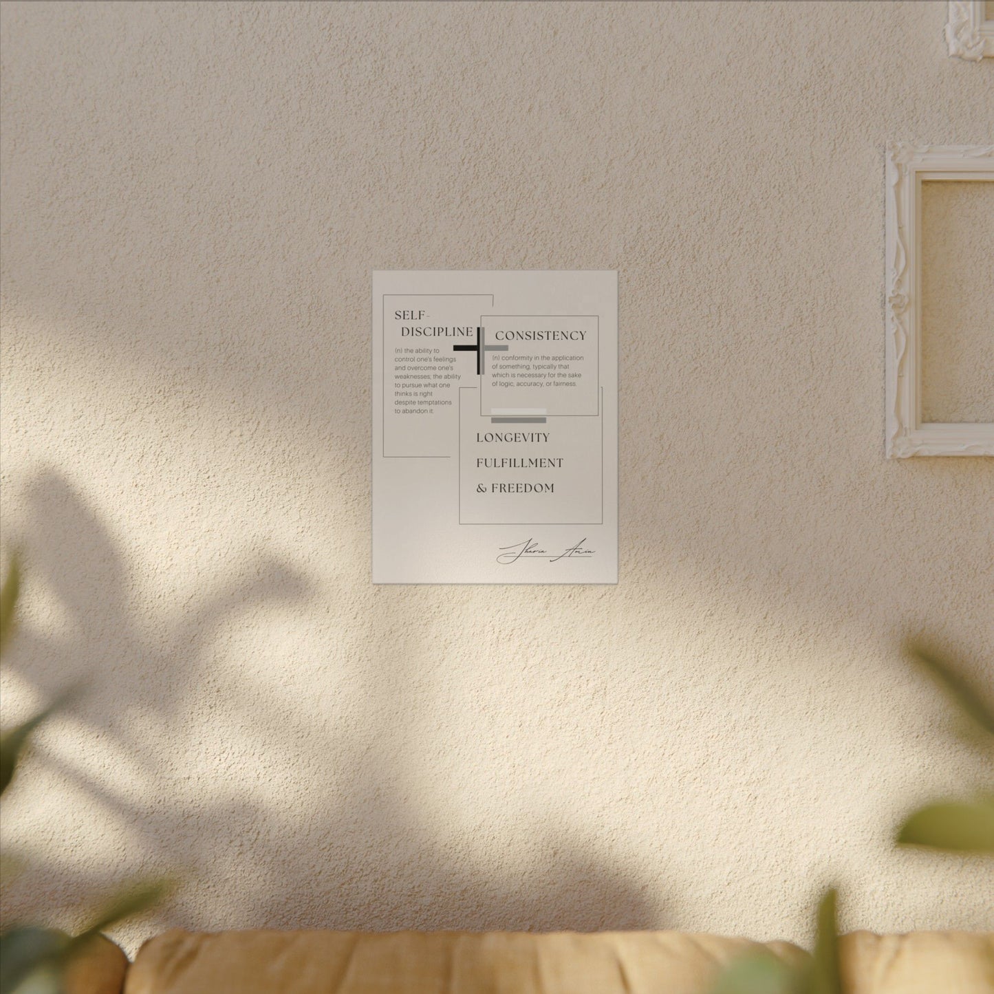 Self-Discipline + Consistency - Motivation Canvas Art Print, Wall Decor, Decor
