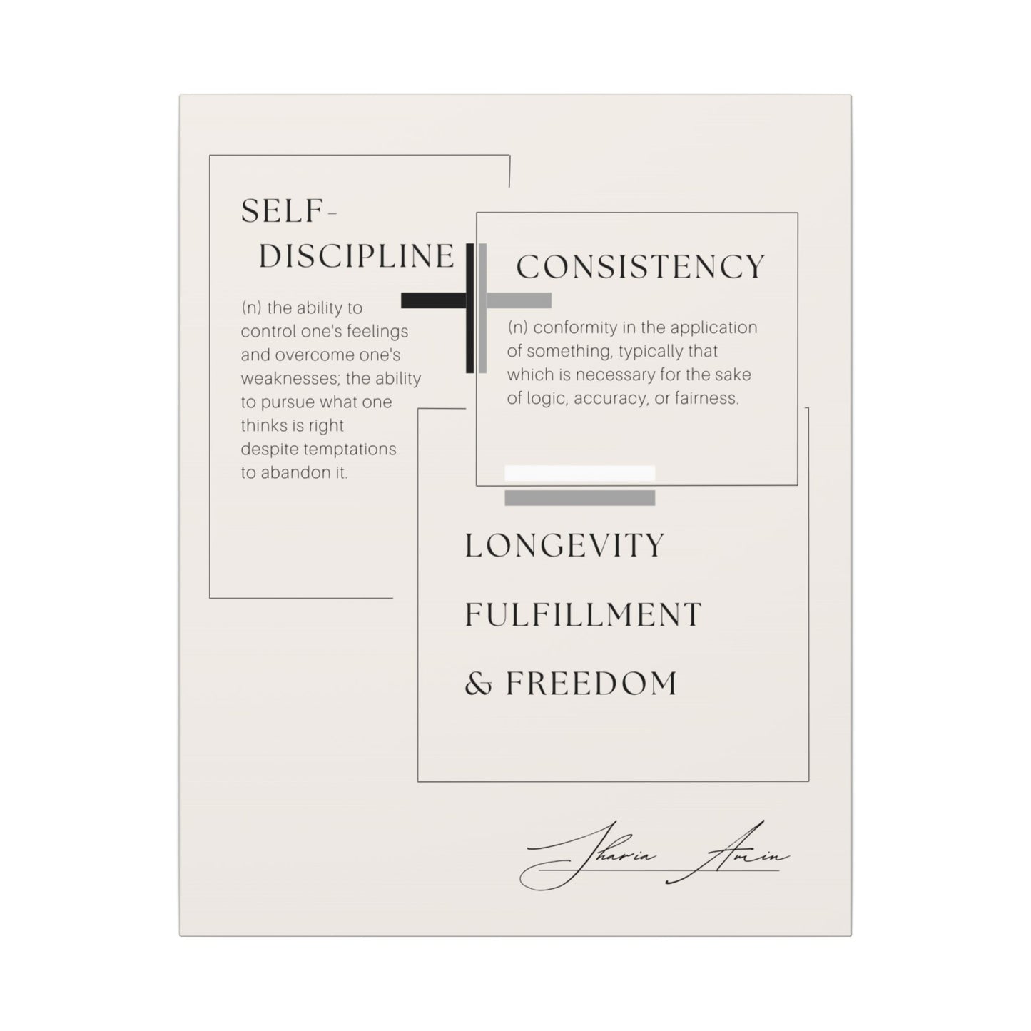Self-Discipline + Consistency - Motivation Canvas Art Print, Wall Decor, Decor