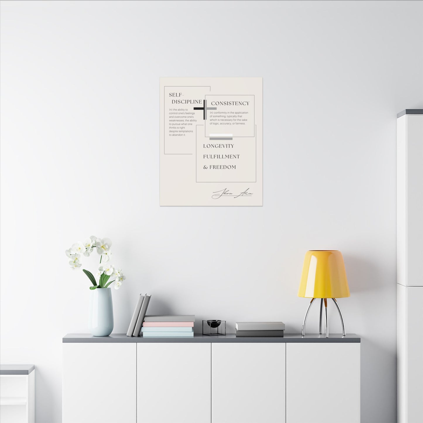 Self-Discipline + Consistency - Motivation Canvas Art Print, Wall Decor, Decor