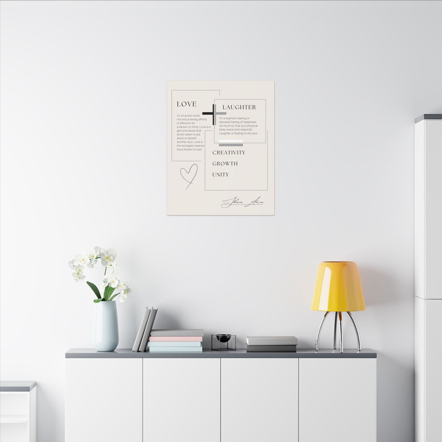 Love + Laughter - Motivation Canvas Art Print, Wall Decor, Decor