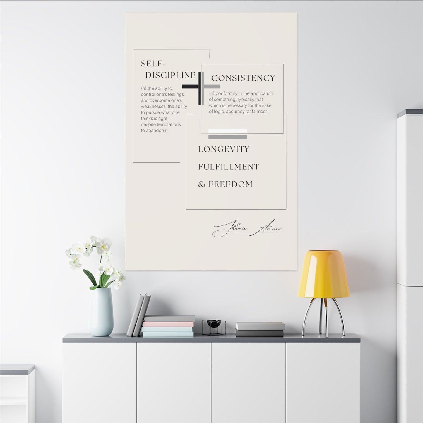 Self-Discipline + Consistency - Motivation Canvas Art Print, Wall Decor, Decor