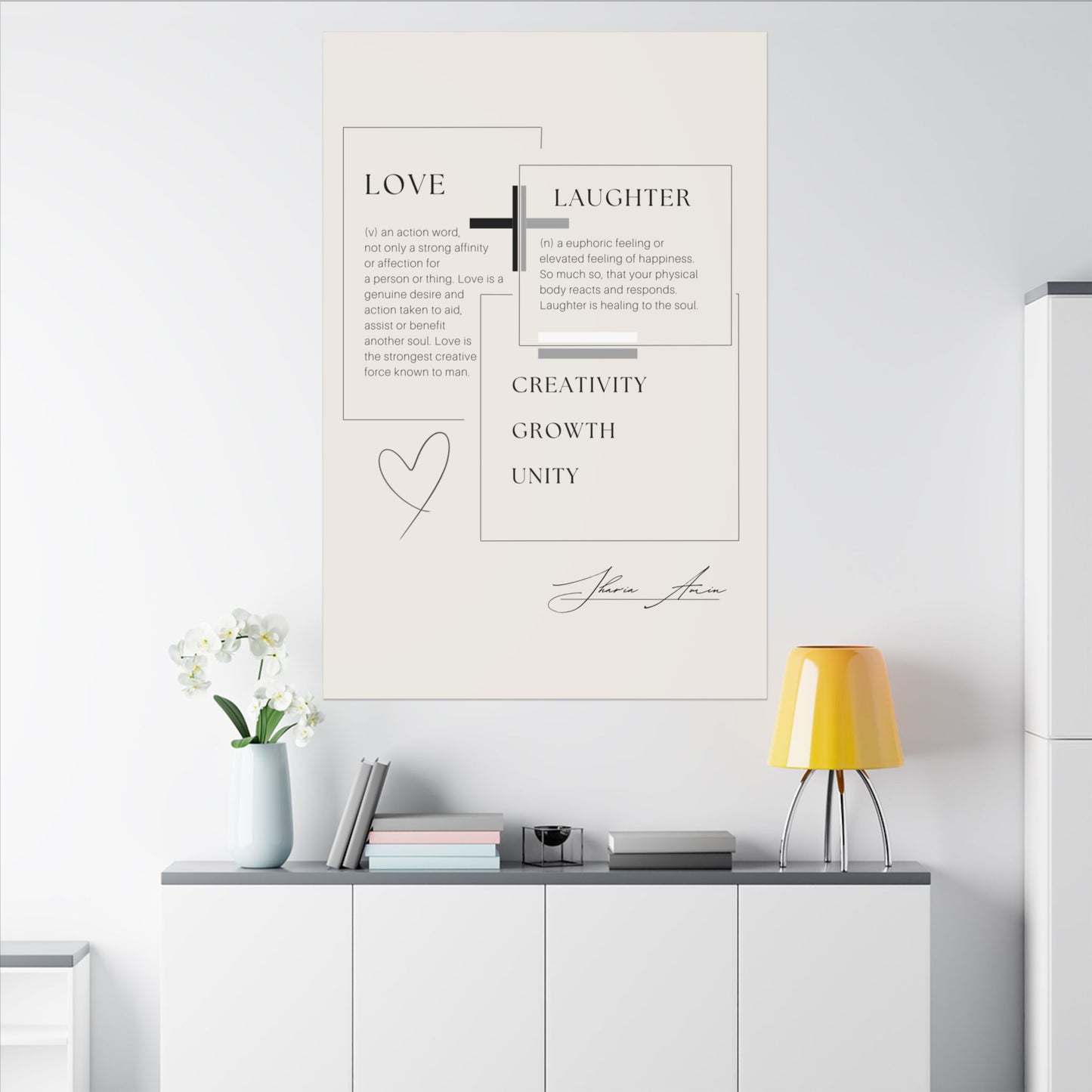 Love + Laughter - Motivation Canvas Art Print, Wall Decor, Decor