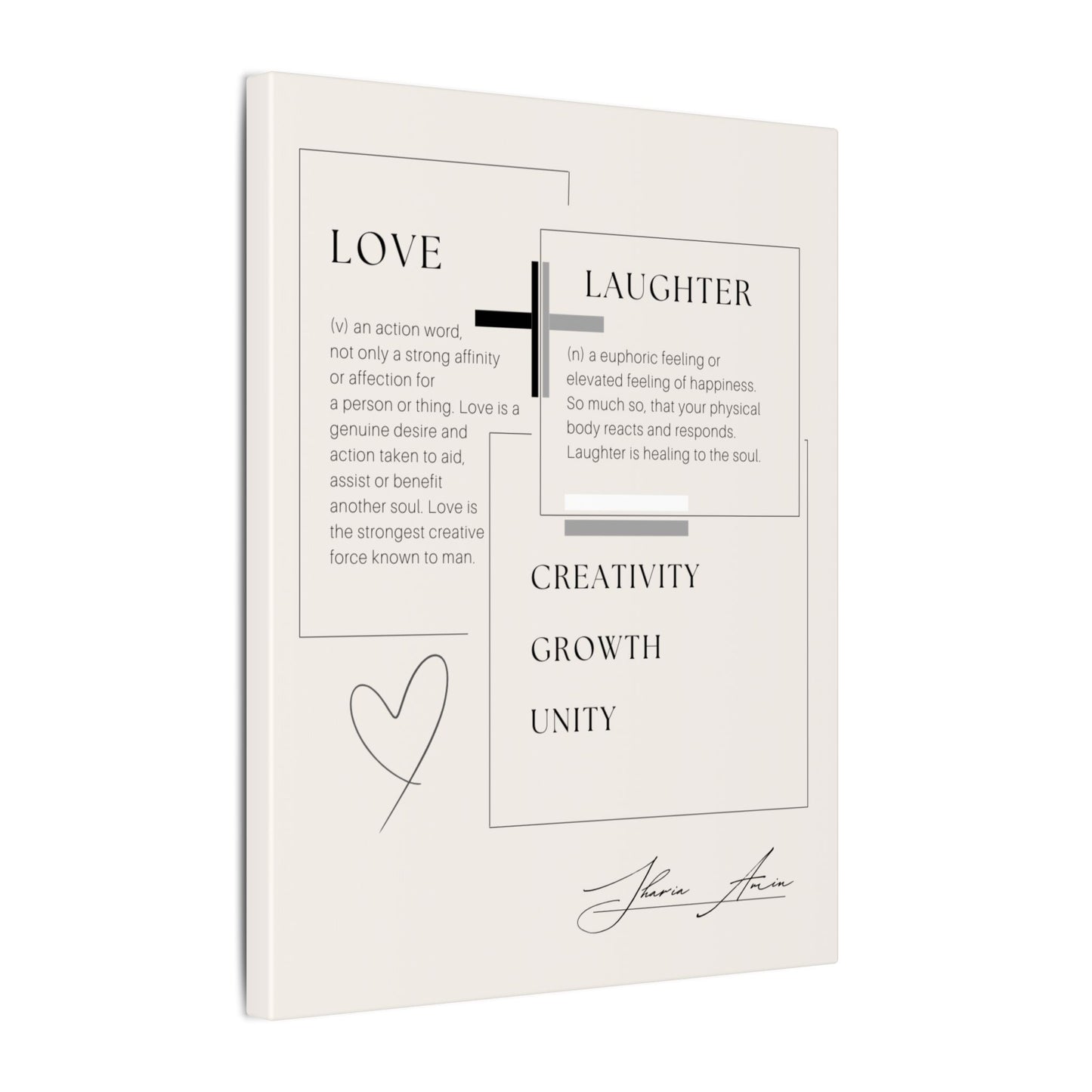 Love + Laughter - Motivation Canvas Art Print, Wall Decor, Decor