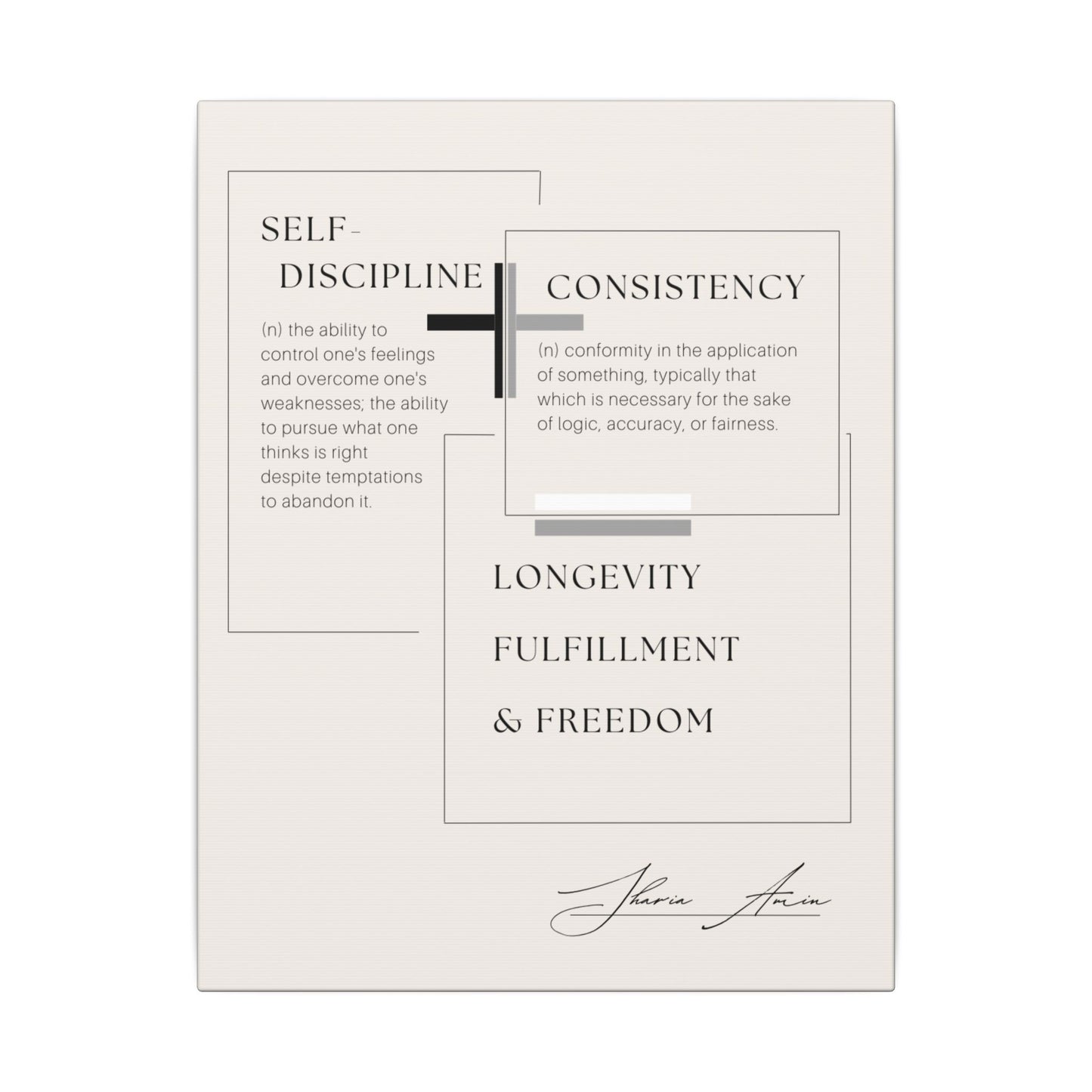Self-Discipline + Consistency - Motivation Canvas Art Print, Wall Decor, Decor