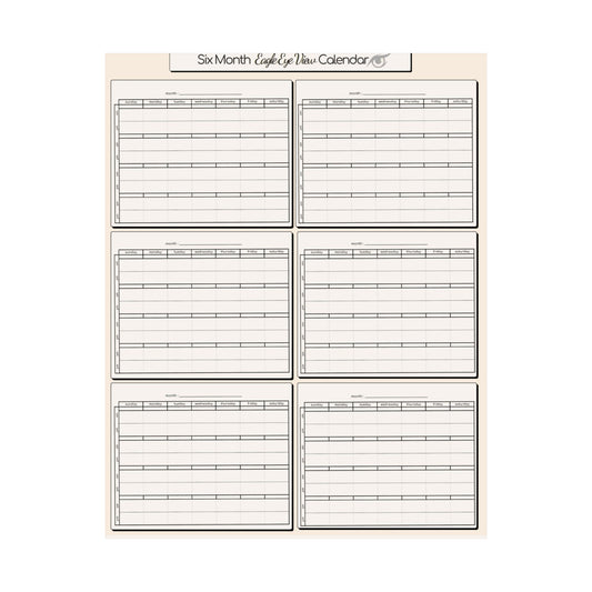 Six Month Eagle Eye View Calendar Poster - Cream Colored Satin Printed Poster