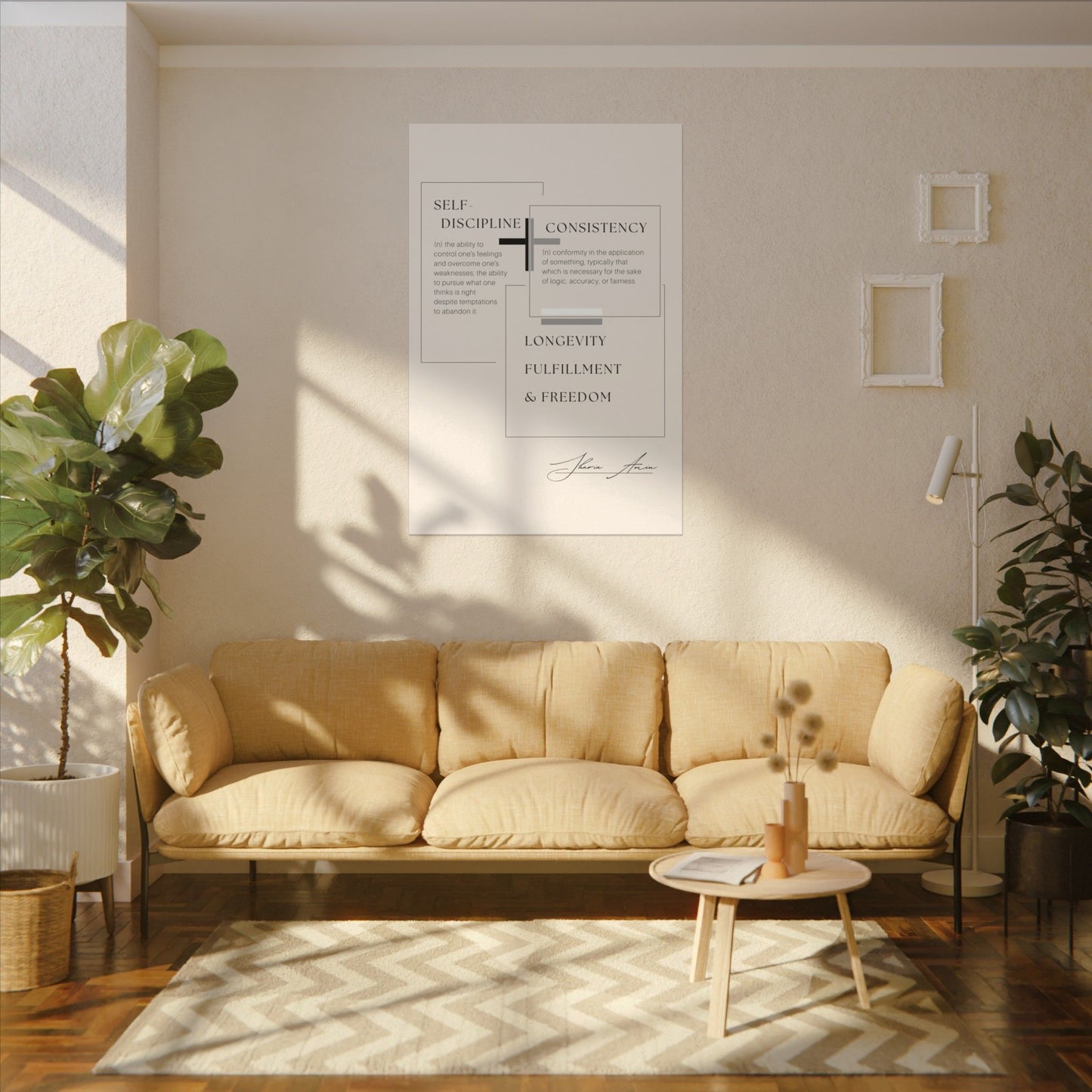 Self-Discipline + Consistency - Motivation Canvas Art Print, Wall Decor, Decor
