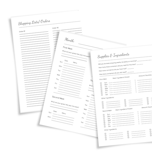 Meal Plan and Prep Journal - One Month (.pdf file)